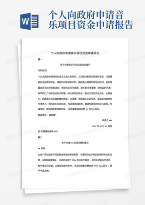 个人向政府申请音乐项目资金申请报告