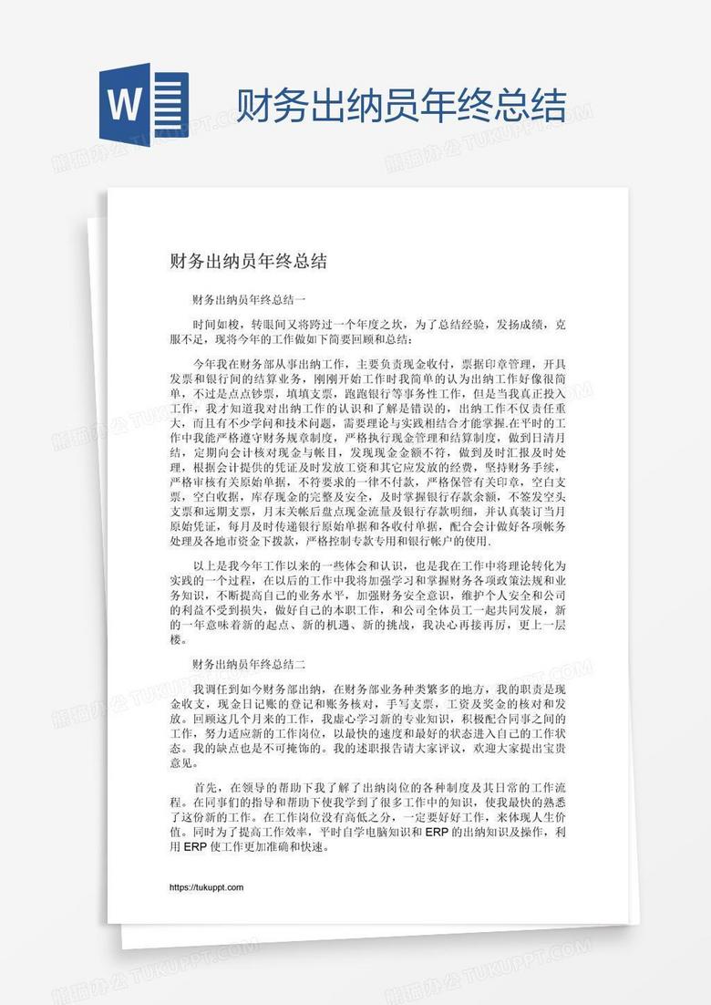 财务出纳员年终总结