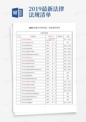 2019最新法律法规清单