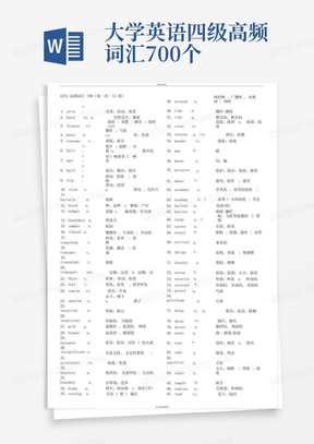 大学英语四级高频词汇700个