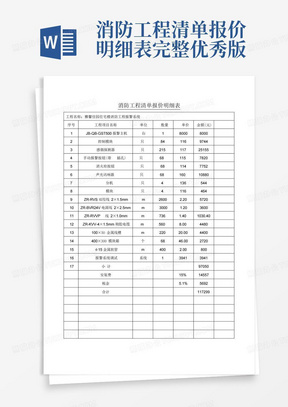 消防工程清单报价明细表完整优秀版