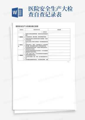 医院安全生产大检查自查记录表