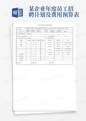 某企业年度员工招聘计划及费用预算表