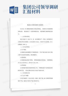 集团公司领导调研汇报材料