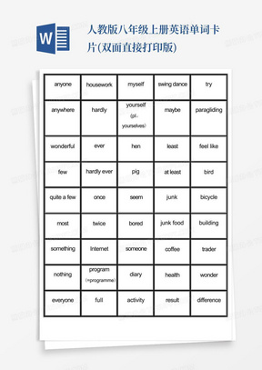 英语单词卡片Word模板下载_熊猫办公