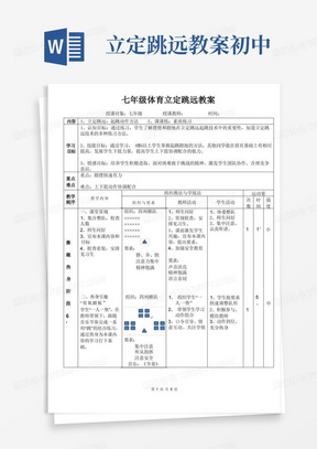 七年级体育立定跳远教案