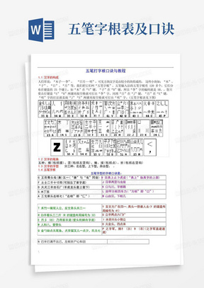 五笔字根表及口诀