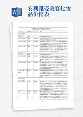 安利雅姿美容化妆品价格表