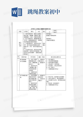 人教版七年级体育2.4一分钟跳绳教案