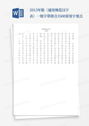 2013年版《通用规范汉字表》一级字带拼音3500常用字要点