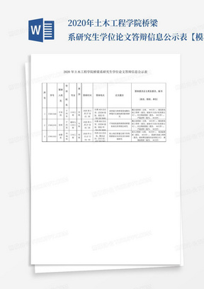 2020年土木工程学院桥梁系研究生学位论文答辩信息公示表【模板】_百...