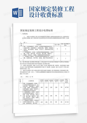 国家规定装修工程设计收费标准