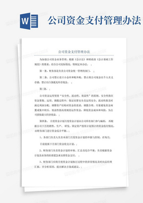 公司资金支付管理办法