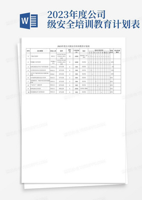 2023年度公司级安全培训教育计划表