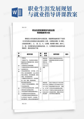 职业生涯发展规划与就业指导讲课教案