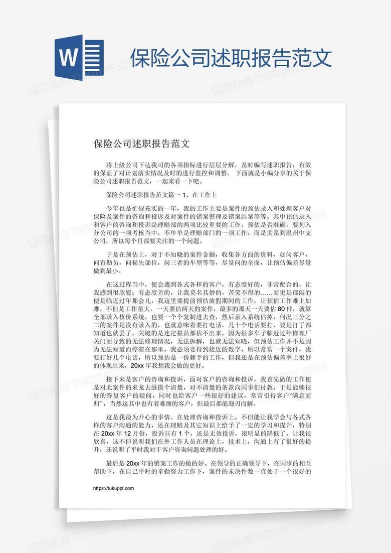 保险公司述职报告范文