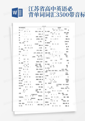 江苏省高中英语必背单词词汇3500-带音标