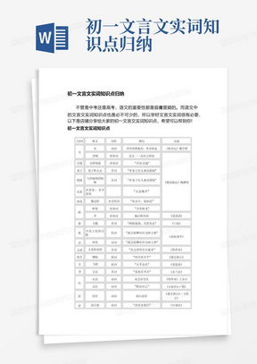 初一文言文实词知识点归纳