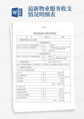 最新物业服务收支情况明细表