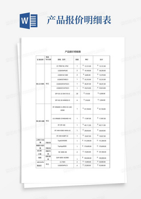 产品报价明细表