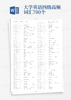 大学英语四级高频词汇700个