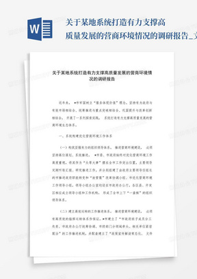 关于某地系统打造有力支撑高质量发展的营商环境情况的调研报告_文