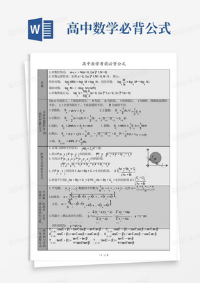 高中数学必背公式