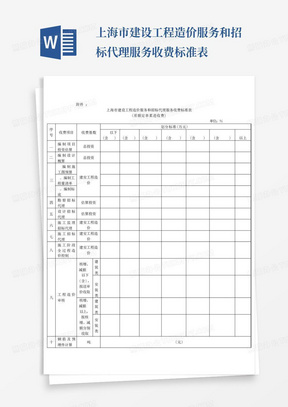 上海市建设工程造价服务和招标代理服务收费标准表