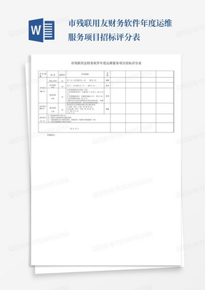 市残联用友财务软件年度运维服务项目招标评分表