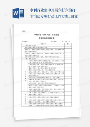 水利行业集中开展六打六治打非治违专项行动工作方案_图文