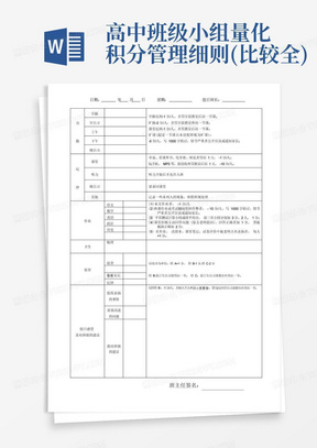 高中班级小组量化积分管理细则(比较全)