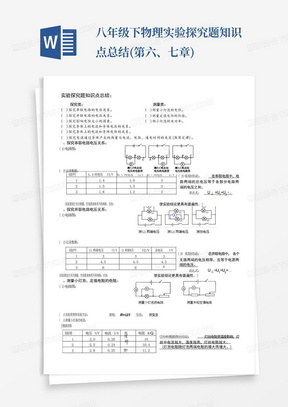 八年级下物理实验探究题知识点总结(第六、七章)