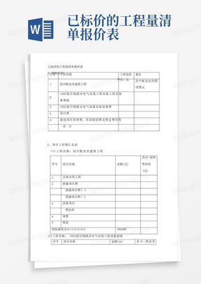 已标价的工程量清单报价表