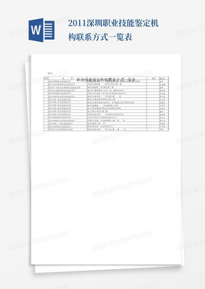 2011深圳职业技能鉴定机构联系方式一览表