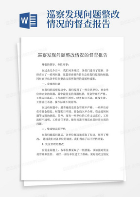 巡察发现问题整改情况的督查报告