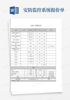 安防监控系统报价单