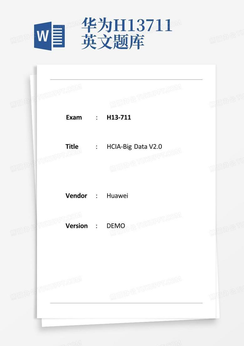 华为h13 711英文题库Word模板下载 编号qgbwmdyb 熊猫办公