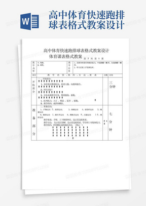 高中体育快速跑排球表格式教案设计