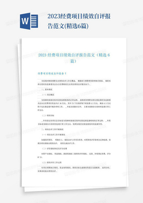 2023经费项目绩效自评报告范文(精选6篇)