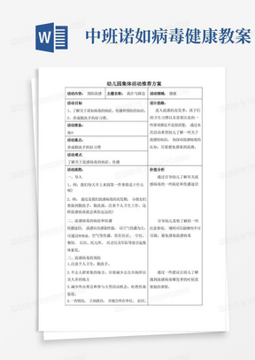 幼儿园中班健康教案：预防流感病毒