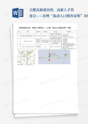 合肥高新派出所、高新人才管委会——办理“流动人口婚育证明”攻略