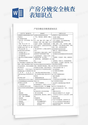 产房分娩安全核查表知识点