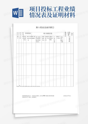 项目投标工程业绩情况表及证明材料