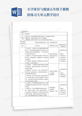 小学体育与健康五年级下册跳跃练习大单元教学设计