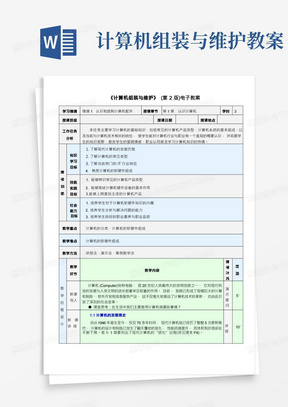 计算机组装与维护(第2版)教案(1)[4页]