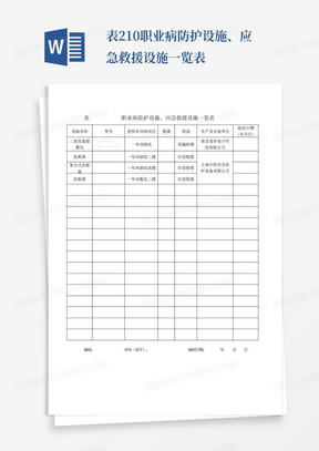 表2-10职业病防护设施、应急救援设施一览表