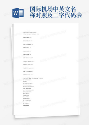 国际机场中英文名称对照及三字代码表