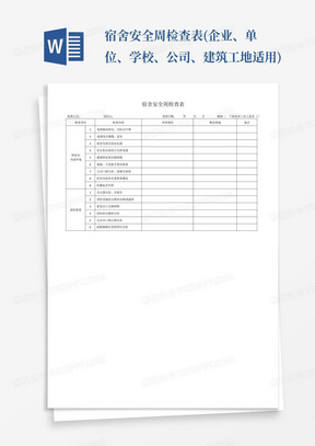 宿舍安全周检查表(企业、单位、学校、公司、建筑工地适用)