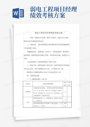 弱电工程项目经理绩效考核方案