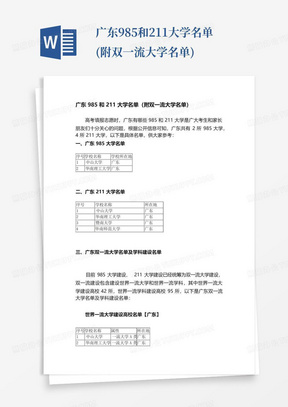 广东985和211大学名单(附双一流大学名单)